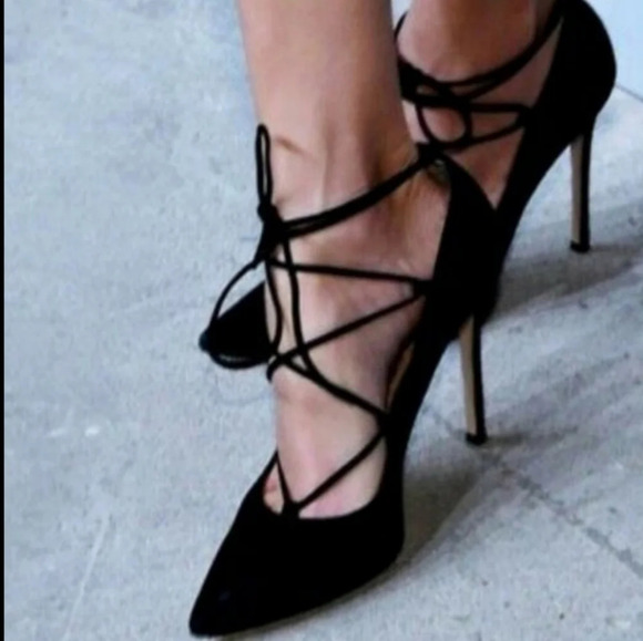 Aldo Tan Suede Kenneson Lace Up Stiletto Heel Pointed Toe Pumps 7.5 - Picture 7 of 16